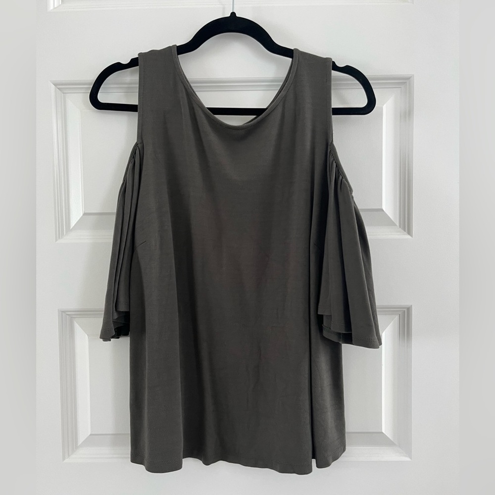 Olive Green Cold Shoulder Top